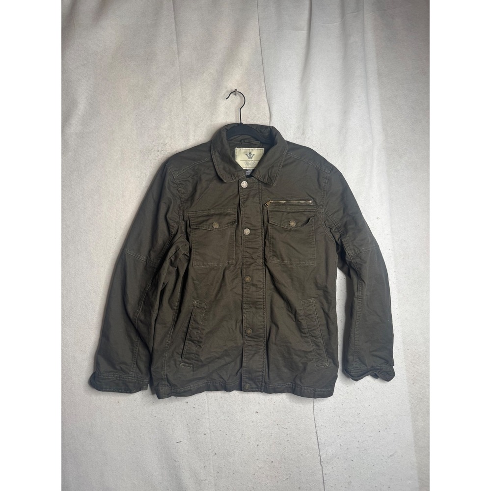 Wenven Mens Olive Brown Cotton Military Field Utility Jacket Size Medium